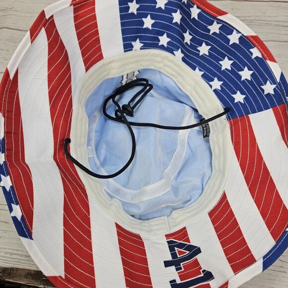 Boston Red Sox Bucket Hat Adult One Size Blue 100% Polyester American Flag MLB - Picture 5 of 5